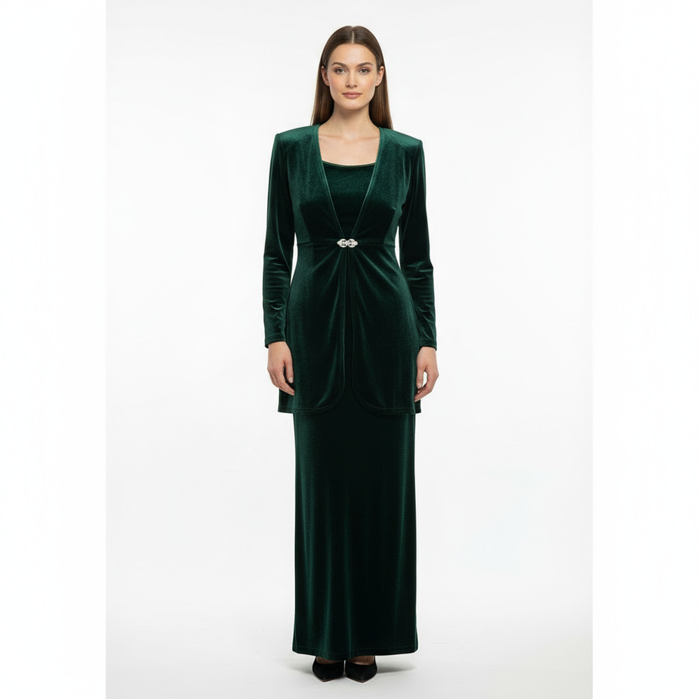 Scott McClintock Dress Sweater Coord Set Womens 6 Dark Green Vintage Velvet
